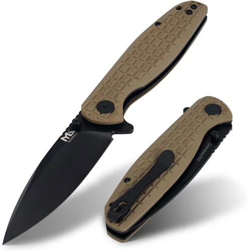 Miniatura 8 de Cuchillo plegable – Cuchillo de bolsillo plegable de acero D2 de 3.5 pulgadas, mango G10, apertura y cierre con una sola mano, rodamientos de bolas