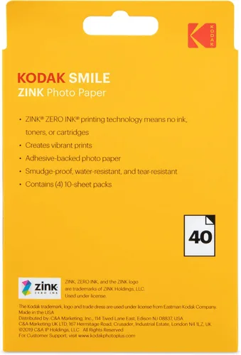 Miniatura 2 de Kodak - Papel fotográfico con impresión Zink de alta calidad de 3.5 x 4.25 pulgadas (40 hojas) compatible con cámara instantánea Kodak Smile Classic