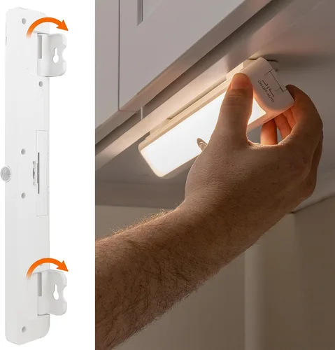 Miniatura 5 de Amazon Basics Barra de luz LED USB/funciona con pilas, sensor de movimiento giratorio, luces adhesivas, 250 lúmenes, 12 pulgadas, iluminación debajo