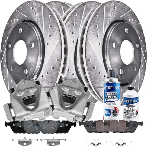 Miniatura 51 de Detroit Axle - Kit de freno delantero para Ford Explorer Mercury Mountaineer 2002-2005 Bujes de rodamiento de rueda perforados y ranurados rotores