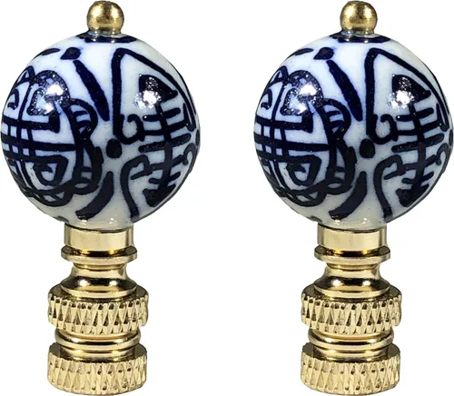 Royal Designs, Inc. Decorativos Chinoiserie Azul y Blanco Terminales de Lámpara (Longevidad - 2 Pk)