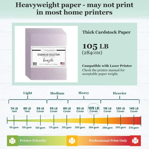 Miniatura 4 de Kunzite stardream metálico Cardstock 8.5" x 11" Premium – 105 Lb. Cover/284 GSM 25 hojas de cartulina almacén Kunzita púrpura claro