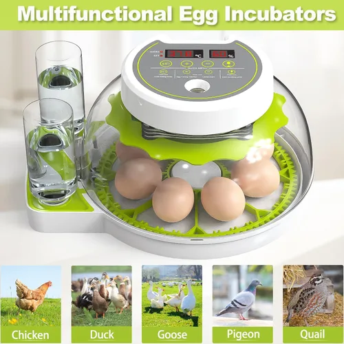 Miniatura 2 de Incubadoras de huevos para incubar pollitos, incubadora de huevos con giro automático de huevos y control de humedad, vela de huevo incorporada
