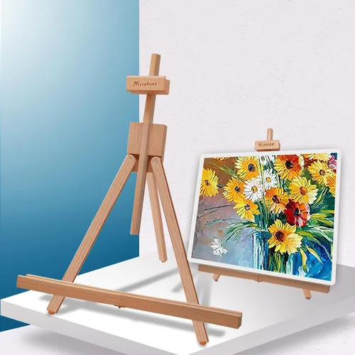 Caballete de pintura Miratuso, caballete de mesa plegable de madera con soporte que sostiene hasta 22" de lienzo, caballete de escritorio portátil