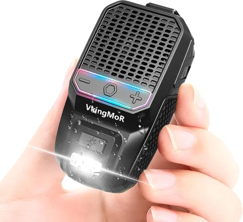 Altavoz Bluetooth portátil, altavoz portátil con clip con micrófonos integrados, música manos libres y llamadas para senderismo/ciclismo, altavoz