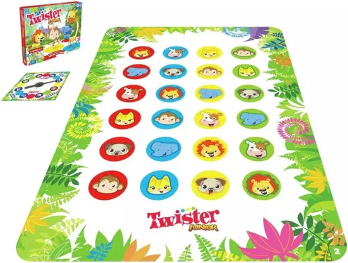 Miniatura 5 de Hasbro Gaming Twister Junior, juego de fiesta clásico reinventado para niños a partir de 3 años, 2-4 jugadores, 2 en 1, alfombrilla de 2 lados