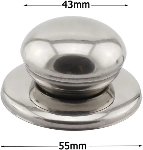 Miniatura 3 de Paquete de 2 manijas universales para tapa de olla, mango circular de repuesto de acero inoxidable de 2.1 pulgadas, mango de tapa de olla