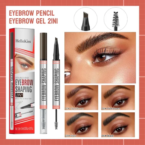 Miniatura 5 de Hilibrand 9705 - Lápiz de cejas y gel de cejas de doble punta 2 en 1, impermeable, resistente al sudor, de larga duración, 2# marrón oscuro