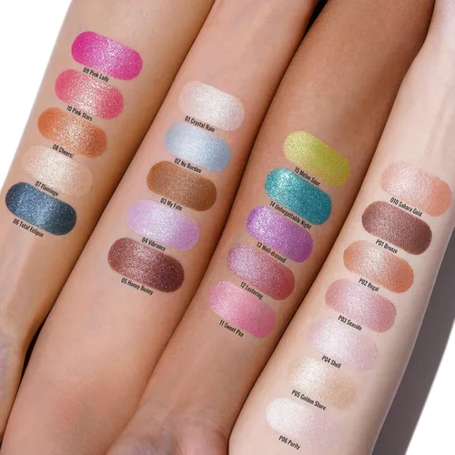 Miniatura 71 de Oulac Sombra de ojos en crema con brillo también para iluminador Sombra de ojos mezclable Resistente al agua y de larga duración con fórmula Pureza