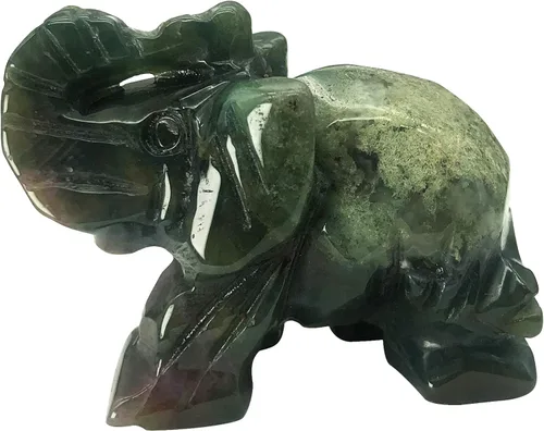 Miniatura 17 de Fekuar Figuras de elefante de cristal curativo talladas a mano de 1.5 pulgadas, escultura de estatua de animal de bolsillo de la suerte, decoración