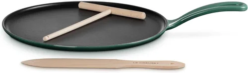 Miniatura 2 de Le Creuset Sartén Crepe Redonda Tradicional de Hierro Fundido Esmaltado, 10.25 Pulgadas, Alcachofa