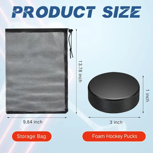 Miniatura 3 de Wettarn Mini discos de hockey sobre hielo de espuma deportiva de 3 pulgadas para interiores con bolsa de malla para niños y adultos, práctica