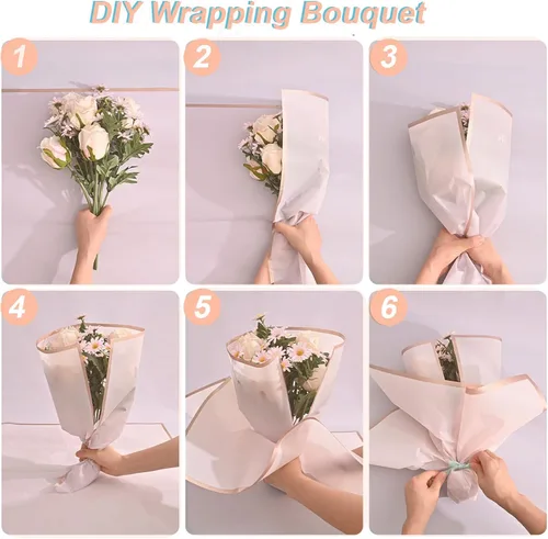 Miniatura 6 de VOWOVOSDAY 20 piezas de papel de regalo de flores, papel de regalo impermeable de 23 x 23 pulgadas, utilizado para manualidades, día de San 1 blanco