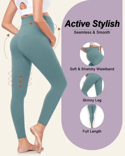 Miniatura 5 de yeuG Paquete de 3 leggings de maternidad para mujer, sobre el vientre, pantalones de yoga para embarazo, ropa deportiva, leggings de entrenamiento