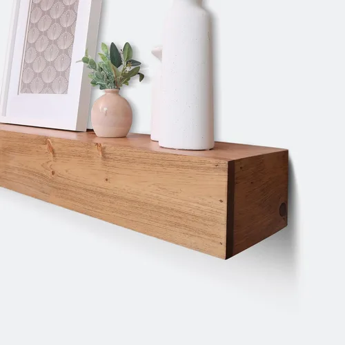 Miniatura 4 de Urbandi Repisa Moderna para Chimenea, Manto Flotante Contemporáneo, Estantería, Hecho a Mano, (Marrón, 36Lx6Hx8D)