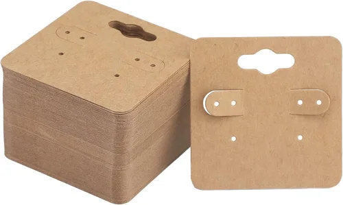 joycraft 100 tarjetas de soporte para exhibición de aretes, tarjetas colgantes de aretes marrones de 2 pulgadas, etiquetas de joyería de papel kraft