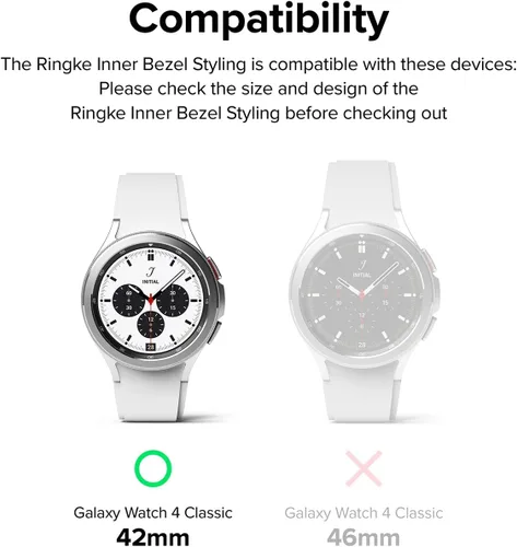 Miniatura 2 de Ringke Estilo de bisel interior compatible con Samsung Galaxy Watch 4 Classic 1.654 pulgadas, acero inoxidable antiarañazos anillo interior bisel