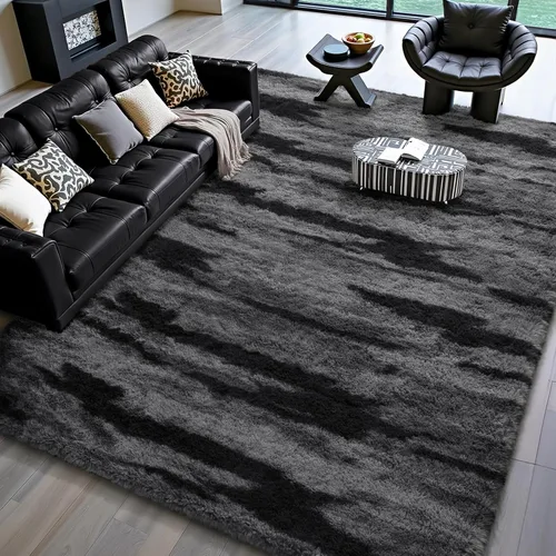 Miniatura 35 de HOMORE Alfombra de pasillo de 2 x 4 pulgadas, alfombra negra para dormitorio, alfombras esponjosas para pasillo, mesita de noche, alfombras largas