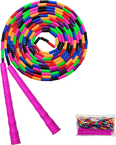 Miniatura 14 de Cuerda de saltar doble holandesa larga de 16 pies, 1 paquete/2 unidades, cuerda de saltar ajustable suave con cuentas para niños y adultos, lo