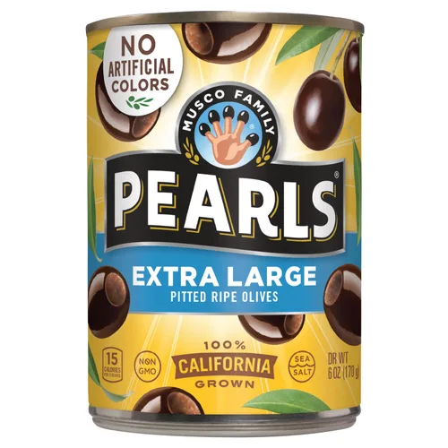 PEARLS Aceitunas negras maduras sin hueso, extra grandes, 6 onzas, 12 latas
