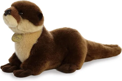 Miniatura 2 de Aurora® Adorable nutria de río de peluche Miyoni®, detalle realista, compañía entrañable, marrón, 11 pulgadas