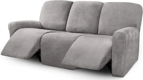 Miniatura 14 de ULTICOR Fundas de terciopelo para sofá reclinable de 8 piezas, fundas elásticas para sofá reclinable de 3 cojines, fundas para muebles, fundas