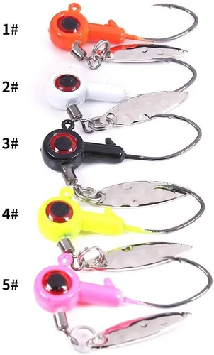 Miniatura 4 de Cabezas de plantilla de 1/8 oz Señuelos de pesca de agua dulce Cabeza de plantilla con bola de ojo, 25 piezas de ganchos pintados plantillas