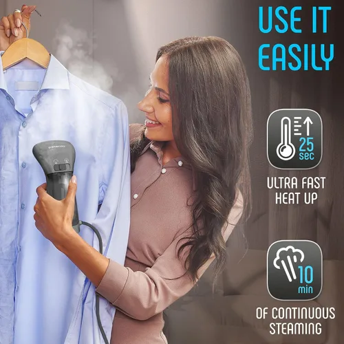 Miniatura 4 de Mejor vaporizador para ropa, vaporizador de ropa de mano portátil para viajes, cabezal de vapor de metal, calentamiento en 25 segundos, sistema
