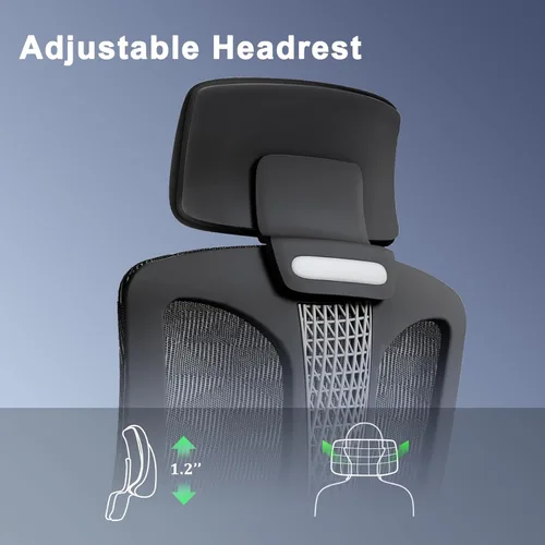 Miniatura 6 de Logicfox Silla de oficina ergonómica para largas horas – Soporte lumbar avanzado, reposabrazos y reposacabezas ajustables 3D, silla de malla