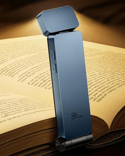 86lux Luz de Libro, Luz de Lectura LED Recargable con Clip para Uso en Cama y Noche - 3 Temperaturas de Color con Atenuación Continua, Diseño de Azul