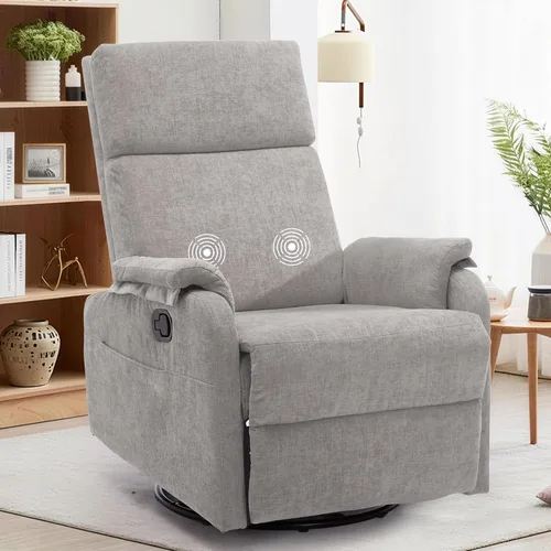 Miniatura 10 de Sillas reclinables Korser, Silla reclinable giratoria para adultos, Silla mecedora Glider, Silla reclinable pequeña para guardería para sala de Beige