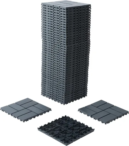 Miniatura 8 de Azulejos de plástico entrelazados para todo tipo de clima, paquete de 44 azulejos de patio de 12 x 12 pulgadas, impermeables, de plástico