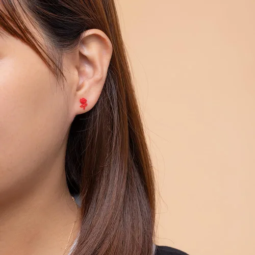 Miniatura 6 de 4 pares de aretes de plástico lindos y ligeros para orejas sensibles (zorro y rosa, estrellas y luna), Resina Silicona Acrílico, No es una piedra