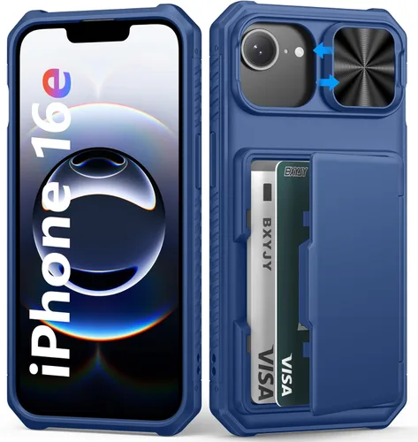 Miniatura 77 de BXYJY Funda tipo cartera para iPhone 15 Pro con tarjetero (4-5 tarjetas) y cubierta deslizante para cámara y soporte, protección contra caídas