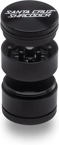 Santa Cruz Shredder Molinillo de hierbas de metal con parte superior moleteada para un agarre más fuerte, 3 piezas, pequeño de 1.7 pulgadas (negro)