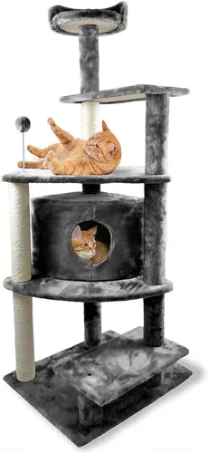Miniatura 20 de Ascentials - Grand Suite Cat Scratcher Playground - Estructura de juego de torre alta para gatos, áreas de rascado de sisal, fieltro gris, chapa
