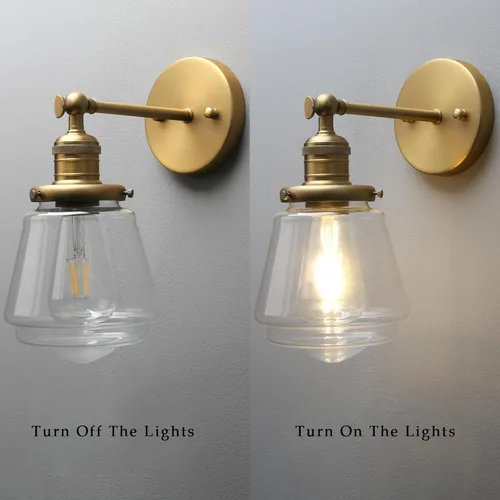 Miniatura 7 de Phansthy Lámpara de pared industrial, lámpara de pared ajustable de 180 grados, lámpara de pared con pantalla de vidrio, iluminación decorativa