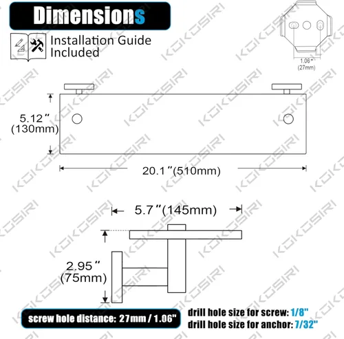 Miniatura 3 de KOKOSIRI Estantes de pared para baño, estante flotante de vidrio templado, estante colgante para almacenamiento/decoración de habitación, 20 Bronce