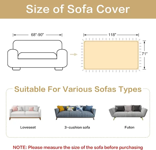 Miniatura 3 de Loom and Mill Fundas de sofá de lujo de tela jacquard, fundas para sofá, protector de muebles con borde de encaje y borlas hechas a mano