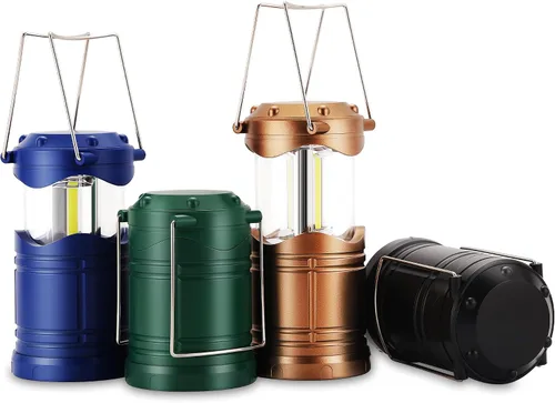 Miniatura 12 de Lichamp Linterna LED para campamento, paquete de 4 linternas alimentadas por batería para cortes de energía, luz colgante plegable portátil esencial