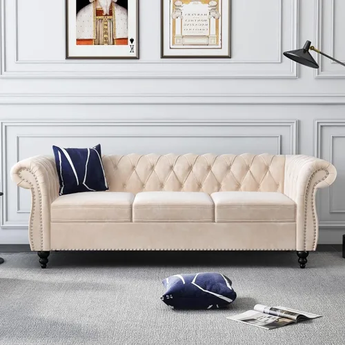 Miniatura 37 de AVZEAR Silla de Acento para Sala de Estar, Silla de Sofá Tapizada Silla de Sofá Individual con Respaldo Acolchado, Silla de Sofá Chesterfield