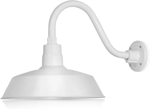 Miniatura 24 de 14 pulgadas. RLM Warehouse - Pantalla con brazo de cuello de cisne y bombilla Led A19 5000K de 9W Galvanizado (paquete de 2)