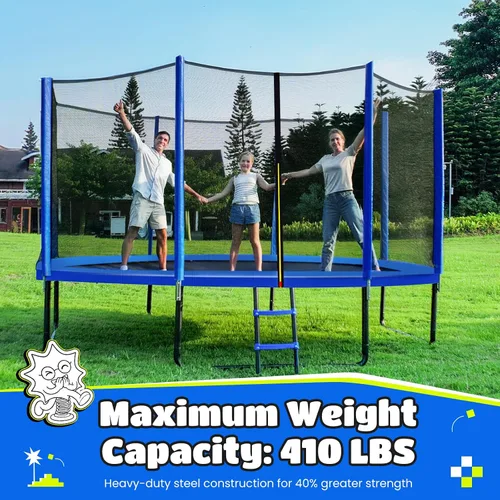 Miniatura 2 de ORCC - Cama elástica de 8 pies, 10 pies, 12 pies y 14 pies, cama elástica para exteriores con red de seguridad, cama elástica de 186 kg para niños