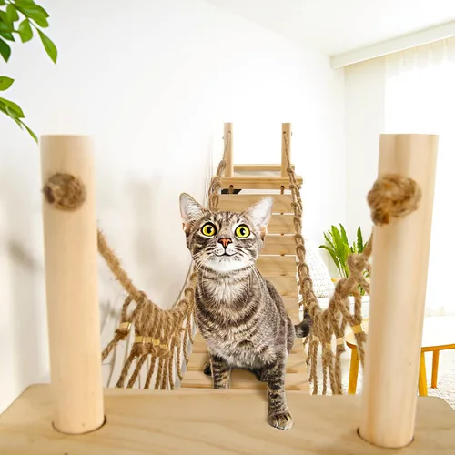 Miniatura 6 de Estantes de Pared para Gatos Calmbee - Árbol Colgante de 178 cm con Nido y Repisa en Forma de Nube Natural