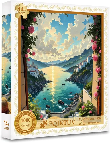 Miniatura 7 de Rompecabezas de 1000 piezas para adultos, vista de ventana, rompecabezas de paisaje natural, decoración de pared familiar, rompecabezas imposible