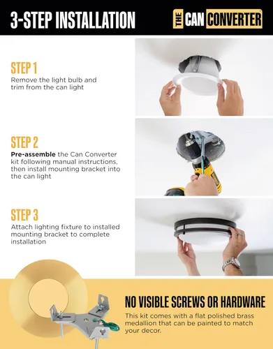 Miniatura 5 de The Can Converter R56 - Kit de conversión de luz empotrada para lata con medallón de techo plano de 7 pulgadas, mejoras para el hogar para latas