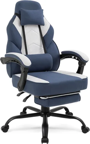 Miniatura 15 de Gaming Chair with Footrest Fabric Gaming Chair for Adults with Massage Lumbar Support, High Back Ergonomic Computer Chair, Pocket Spring Cushion