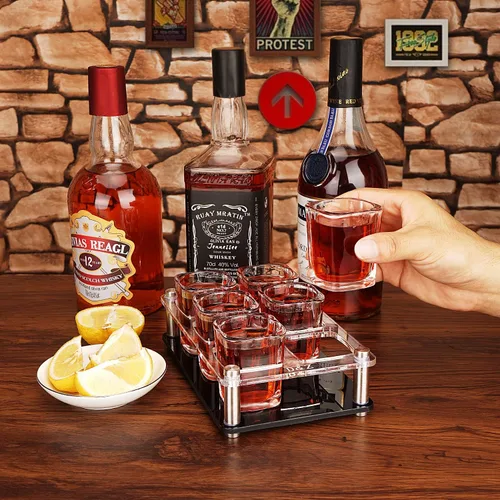 Miniatura 3 de D&Z Juego de vasos de chupito con bandeja de chupito, vasos de chupito de 2 onzas divertidos para whisky/vodka/cóctel, regalo de 21 cumpleaños