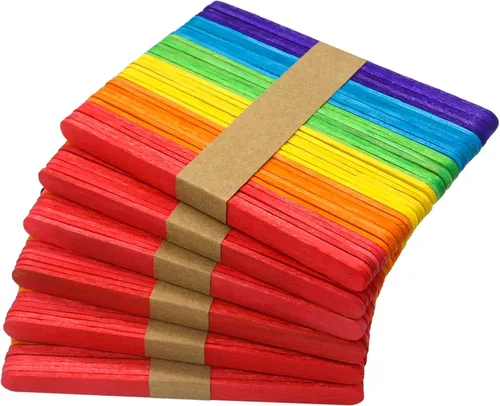 WISYOK 240 palitos de paletas de colores para manualidades, palitos de helado de madera de 4.5 pulgadas, colores del arcoíris, ideales para diseños