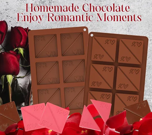 Miniatura 2 de Webake Molde cuadrado para chocolate, paquete de 2 moldes de silicona para chocolate de conversación, molde de chocolate para parejas románticas